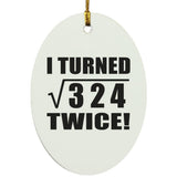 36th Birthday I Turned Square Root of 324 Twice - Oval Ornament