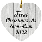 First Christmas As Step Mum 2023 - Heart Ornament F
