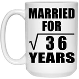 6th Anniversary Married For Square Root of 36 Years - 15oz Coffee Mug