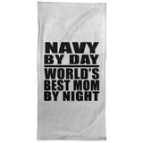 Navy By Day World's Best Mom By Night - Hand Towel