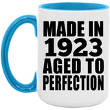 101st Birthday Made In 1923 Aged to Perfection - 15oz Accent Mug Blue