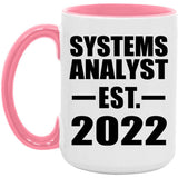 Systems Analyst Established EST. 2022 - 15oz Accent Mug Pink