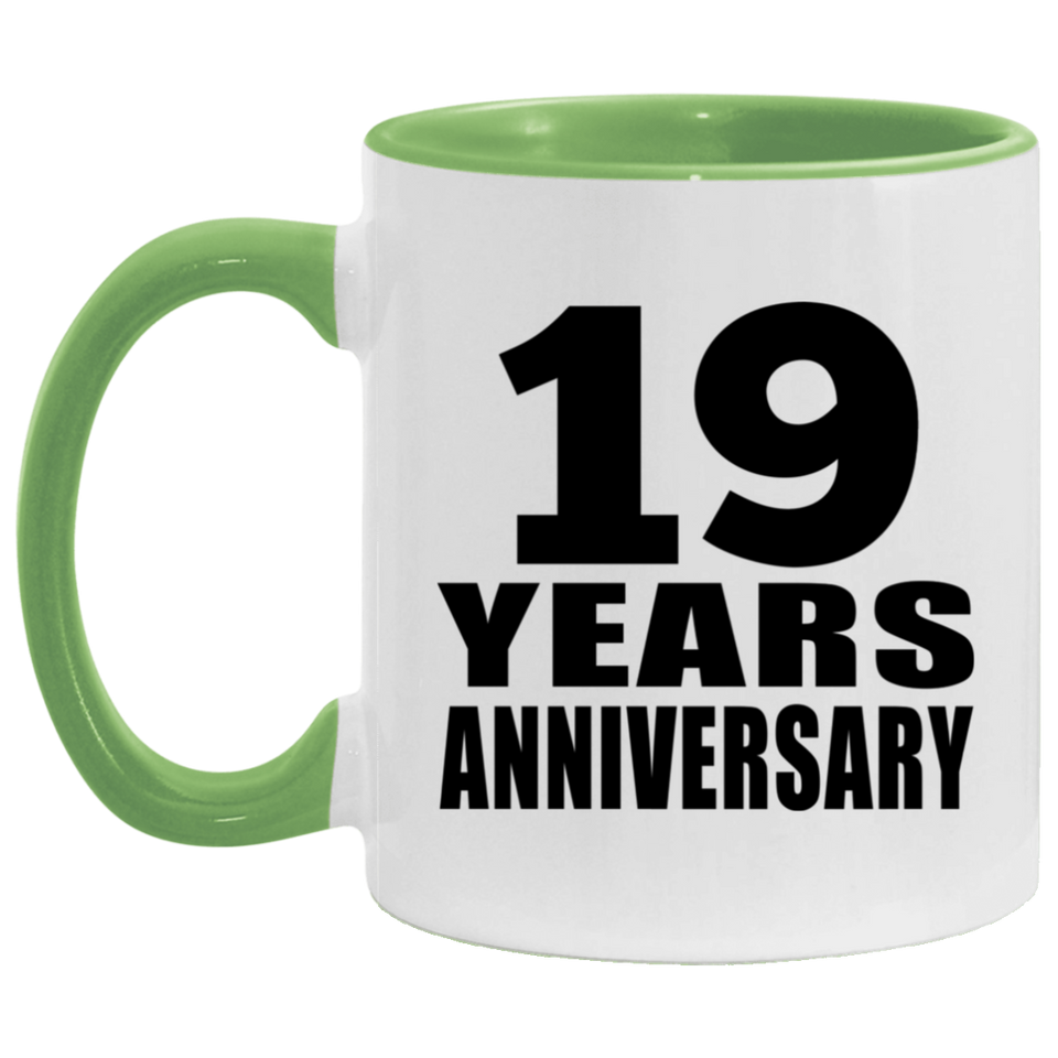 19th Anniversary 19 Years - 11oz Accent Mug Green