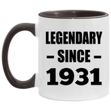93rd Birthday Legendary Since 1931 - 11oz Accent Mug Black