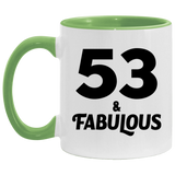 53rd Birthday 53 & Fabulous - 11oz Accent Mug Green
