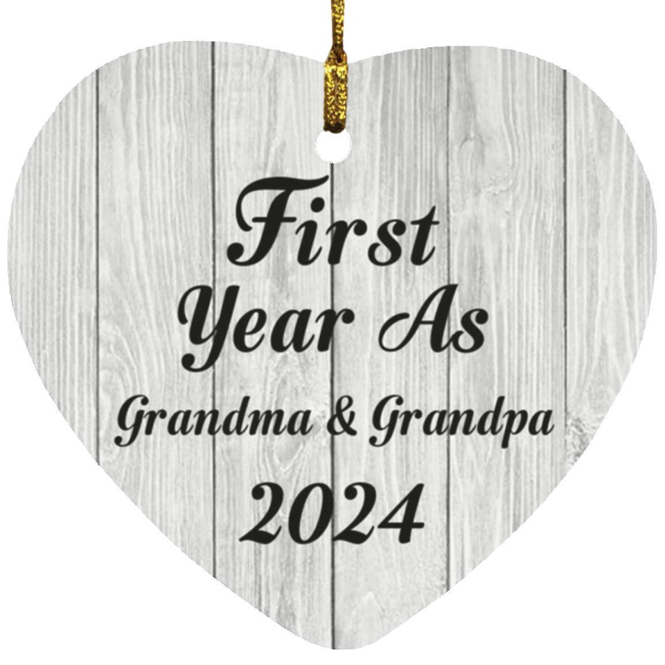 First Year As Grandma & Grandpa 2024 - Heart Ornament F