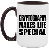 Cryptography Makes Life Special - 15oz Accent Mug Black