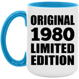 44th Birthday Original 1980 Limited Edition - 15oz Accent Mug Blue