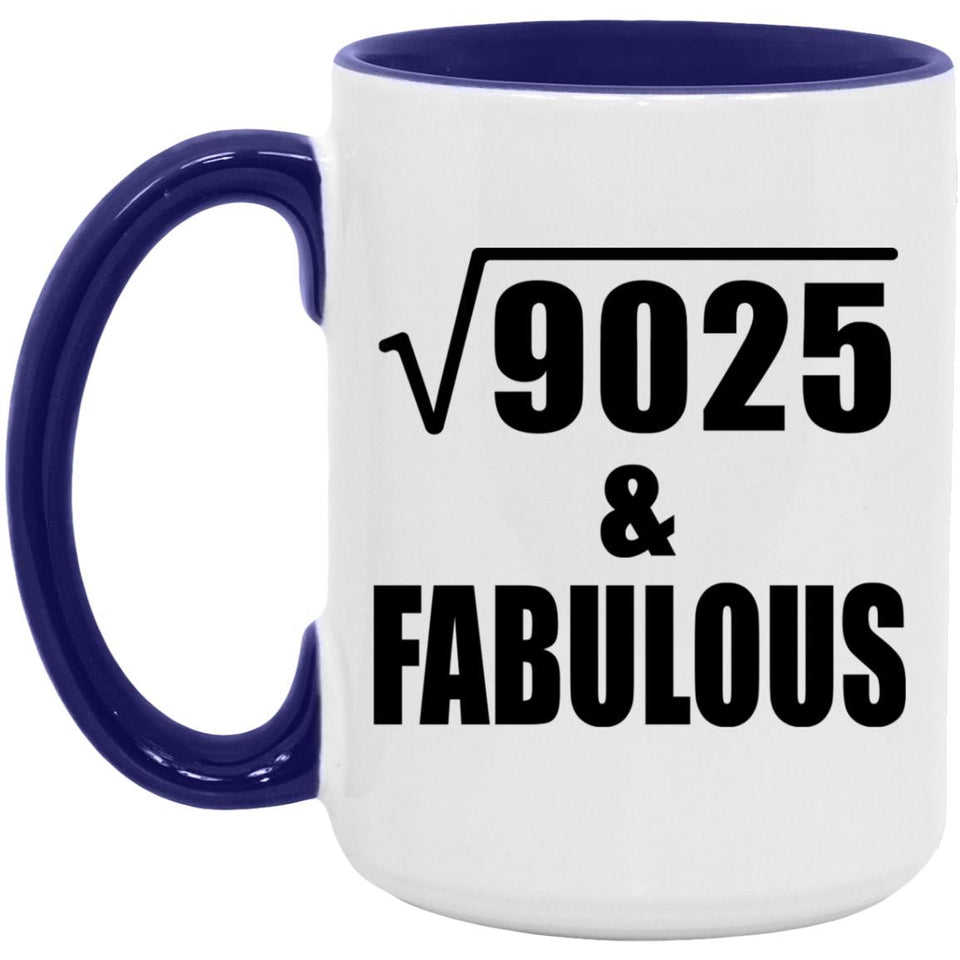 95th Birthday Square Root of 9025 & Fabulous - 15oz Accent Mug Purple
