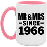 58th Anniversary Mr & Mrs Since 1966 - 15oz Accent Mug Pink