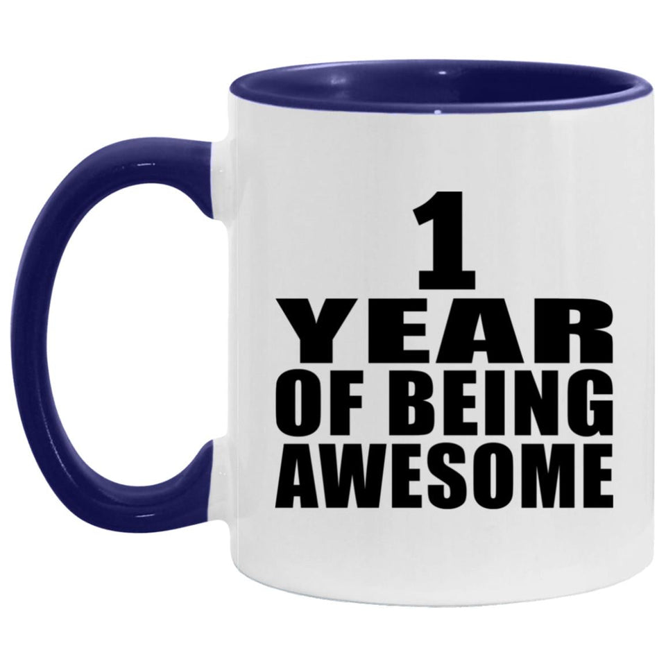 1st Birthday 1 Year Of Awesome - 11oz Accent Mug Purple