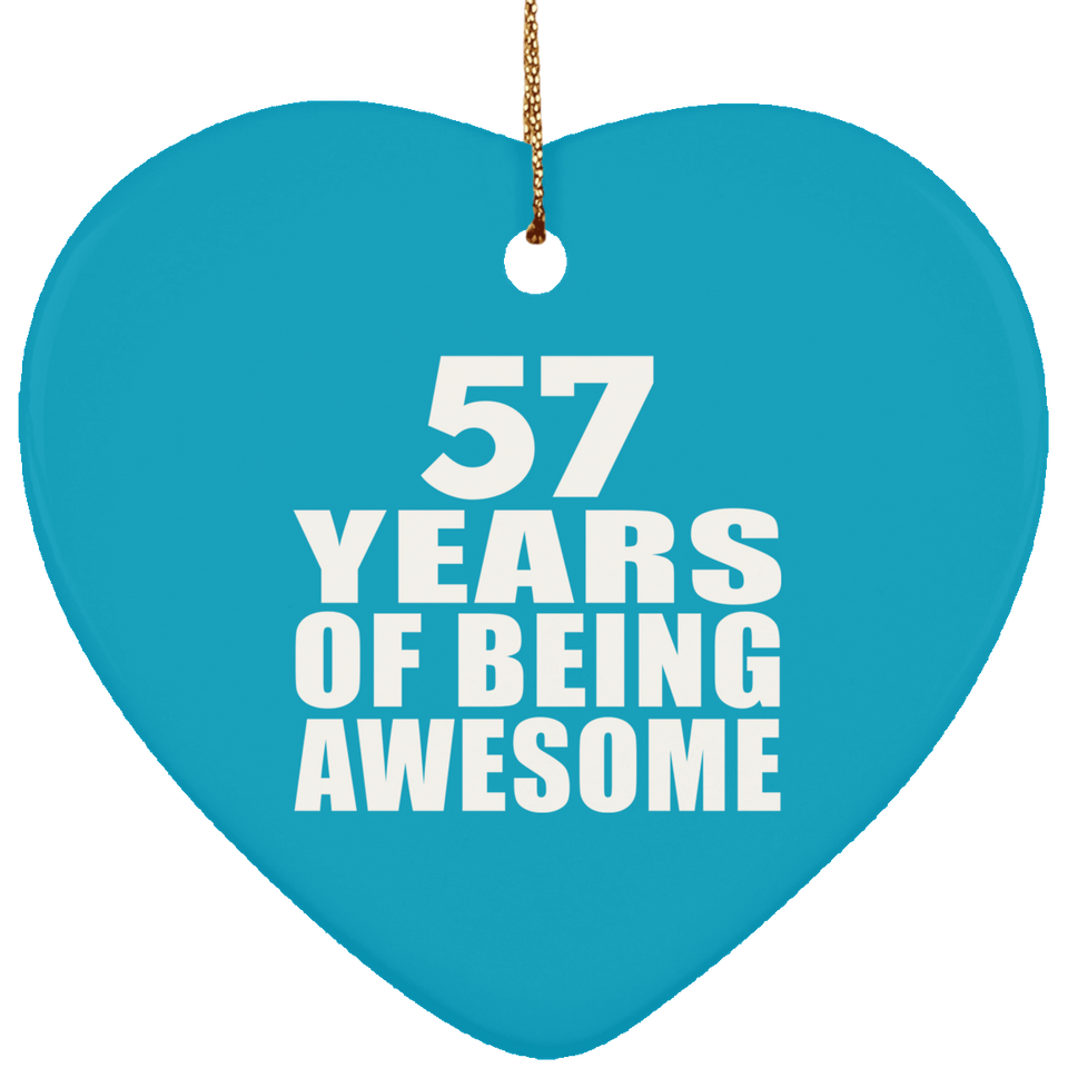 57th Birthday 57 Years Of Being Awesome - Heart Ornament