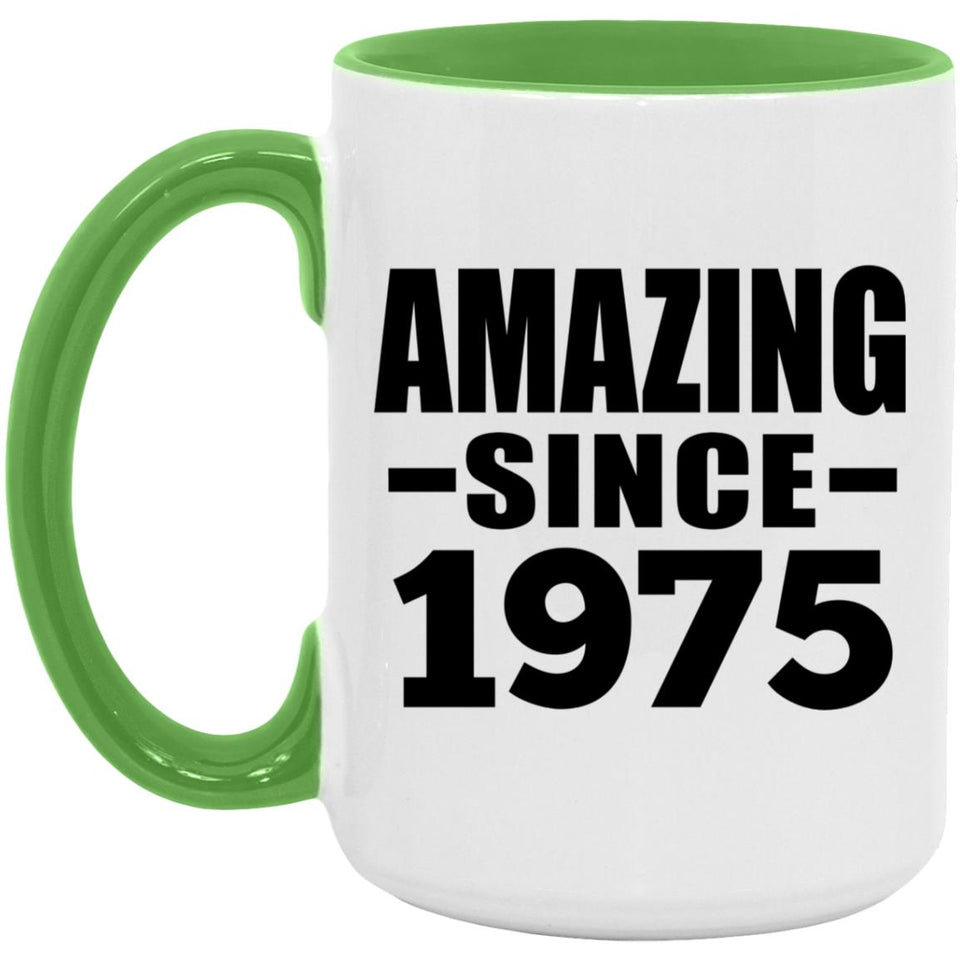 49th Birthday Amazing Since 1975 - 15oz Accent Mug Green