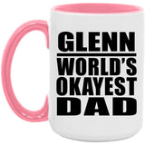 Glenn World's Okayest Dad - 15oz Accent Mug Pink