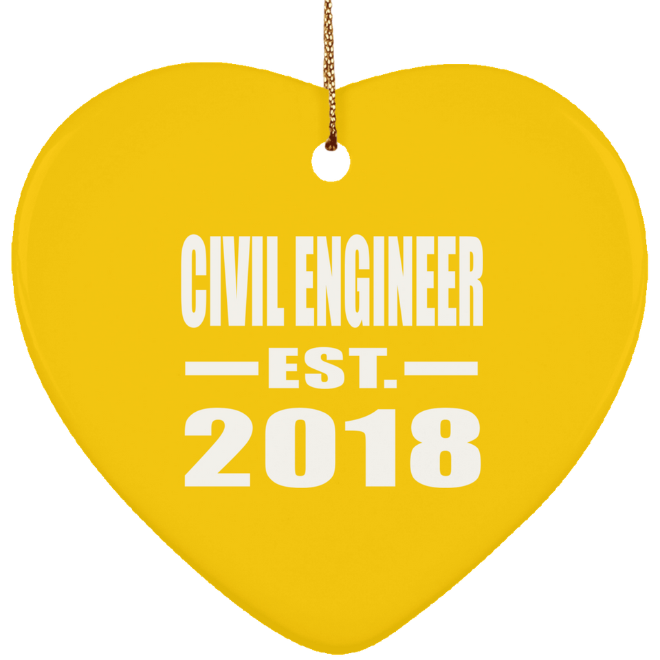 Civil Engineer Established EST. 2018 - Heart Ornament