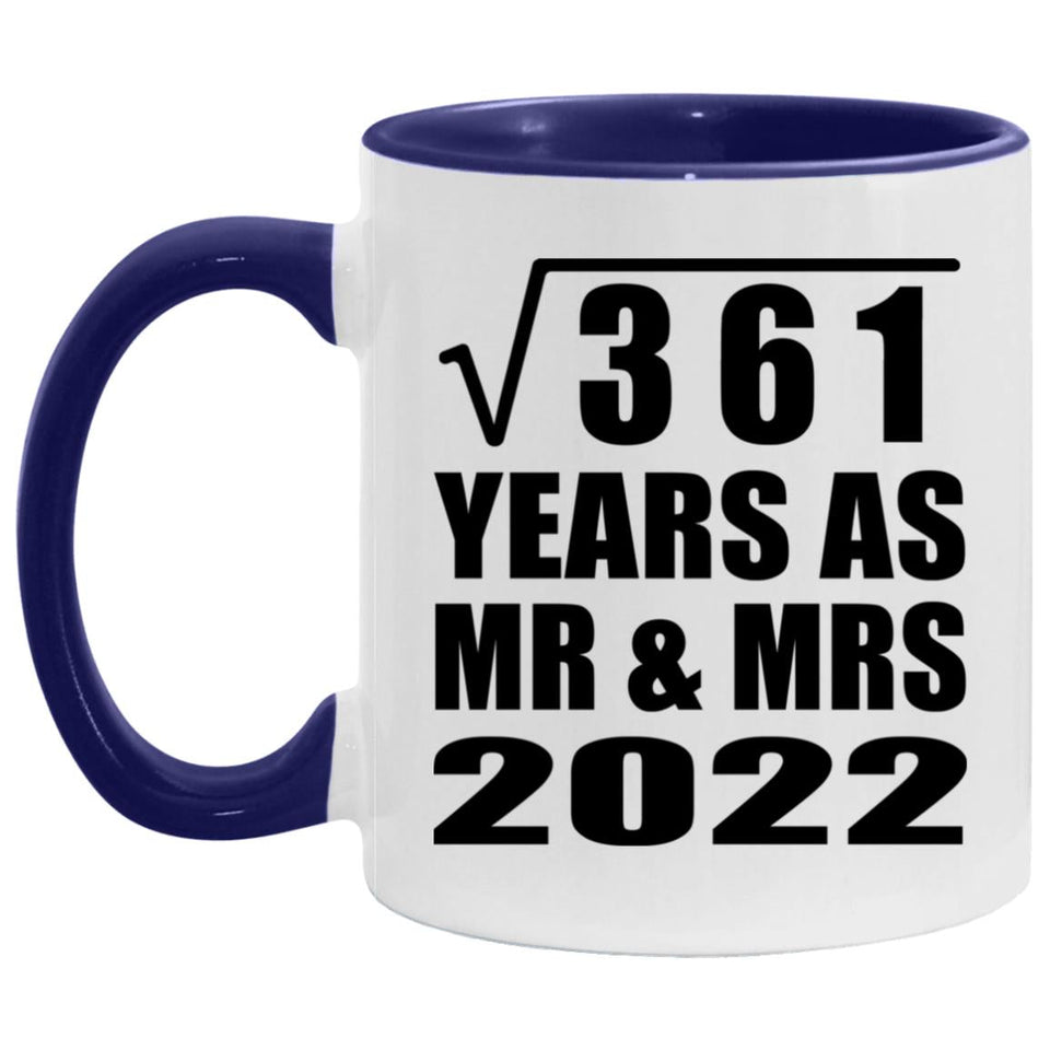 19th Anniversary Square Root of 361 Years As Mr & Mrs 2022 - 11oz Accent Mug Purple