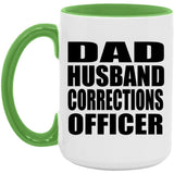 Dad Husband Corrections Officer - 15oz Accent Mug Green