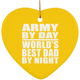 Army By Day World's Best Dad By Night - Heart Ornament