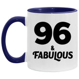 96th Birthday 96 & Fabulous - 11oz Accent Mug Purple