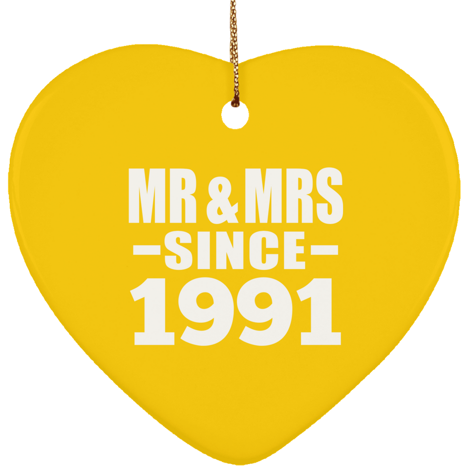 33rd Anniversary Mr & Mrs Since 1991 - Heart Ornament