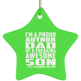 Proud Author Dad Of Awesome Son - Star Ornament