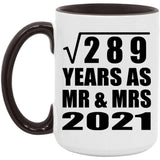 17th Anniversary Square Root of 289 Years As Mr & Mrs 2021 - 15oz Accent Mug Black