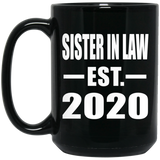 Sister In Law Established EST. 2020 - 15oz Coffee Mug Black