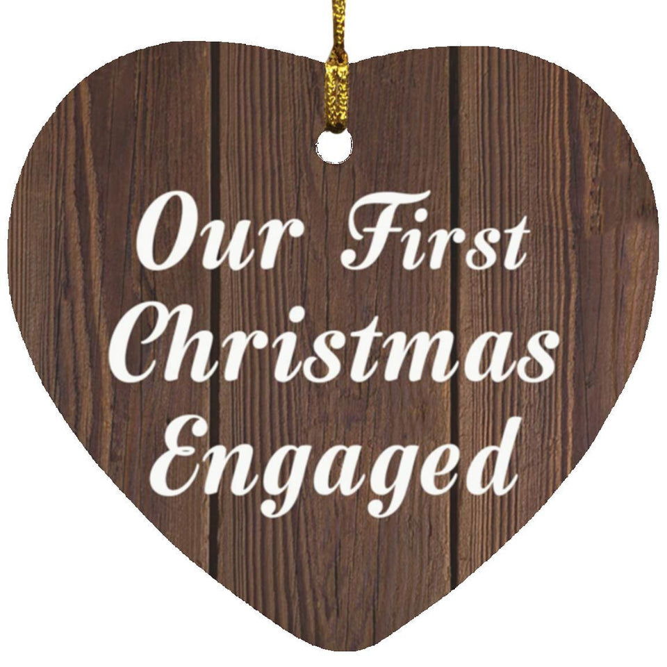 Our First Christmas Engaged - Heart Ornament D