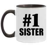 Number One #1 Sister - 11oz Accent Mug Black