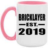 Bricklayer Established EST. 2019 - 15oz Accent Mug Pink