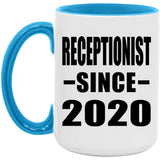 Receptionist Since 2020 - 15oz Accent Mug Blue