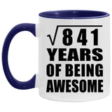 29th Birthday Square Root Of 841 Years Of Being Awesome - 11oz Accent Mug Purple