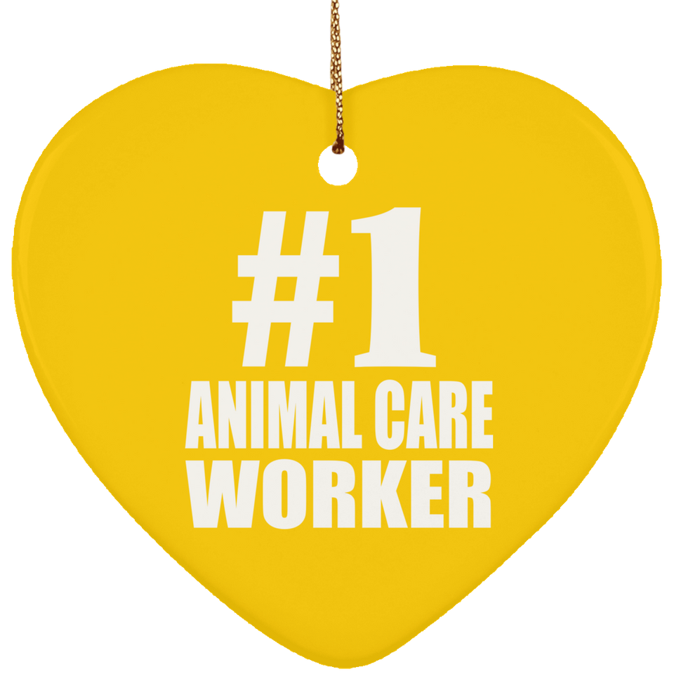 Number One #1 Animal Care Worker - Heart Ornament