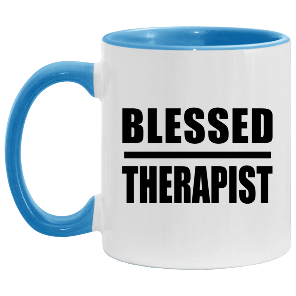 Blessed Therapist - 11oz Accent Mug Blue