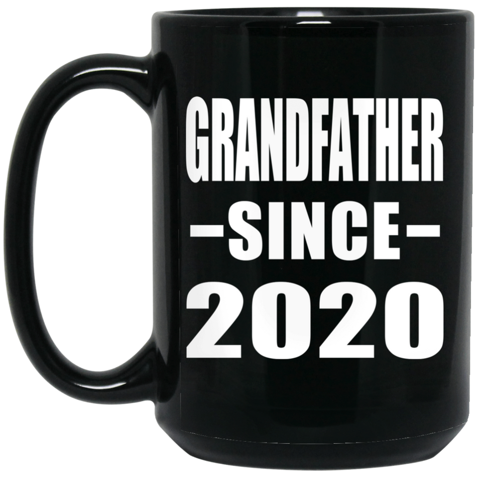 Grandfather Since 2020 - 15oz Coffee Mug Black