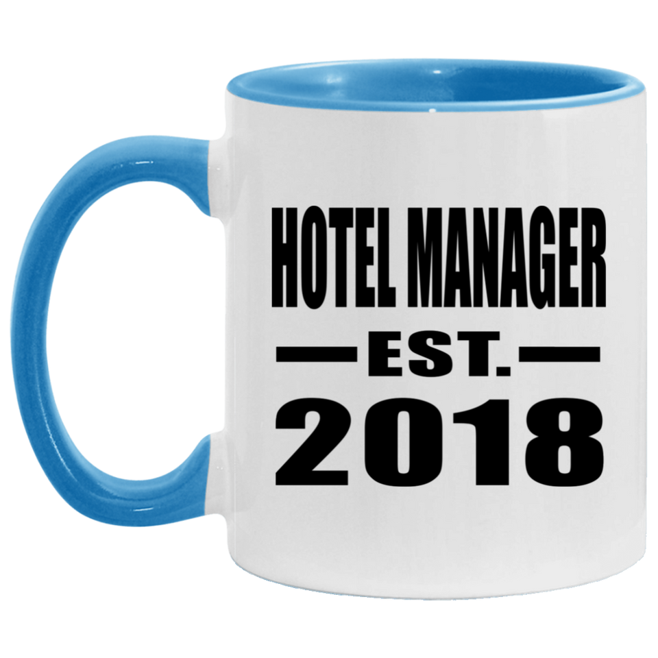 Hotel Manager Established EST. 2018 - 11oz Accent Mug Blue