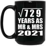 27th Anniversary Square Root of 729 Years As Mr & Mrs 2021 - 15oz Coffee Mug Black