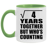 2nd Anniversary Square Root of 4 Years Who's Counting - 11oz Accent Mug Green