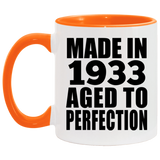 91st Birthday Made In 1933 Aged to Perfection - 11oz Accent Mug Orange