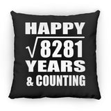 Happy 91st Anniversary Square Root of 8281 Years & Counting - Throw Pillow Black