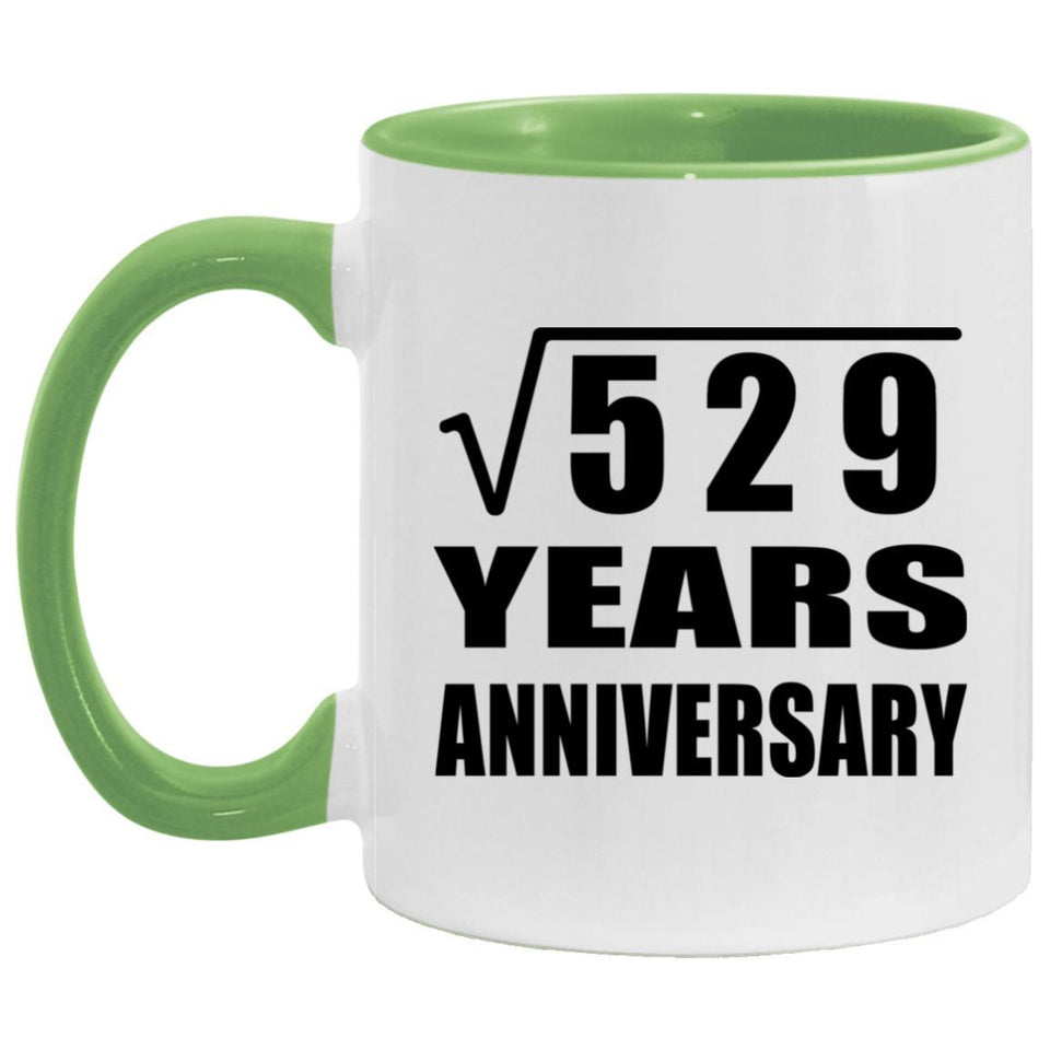 23rd Anniversary Square Root of 529 Years Anniversary - 11oz Accent Mug Green