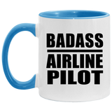 Badass Airline Pilot - 11oz Accent Mug Blue