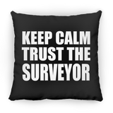Keep Calm and Trust The Surveyor - Throw Pillow Black