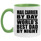 Mail Carrier By Day World's Best Dad By Night - 11oz Accent Mug Green