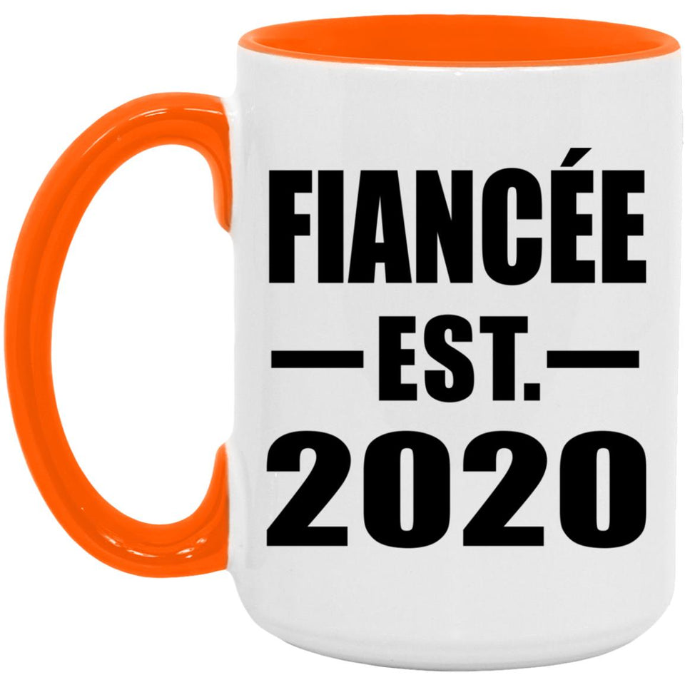 Fiancee Established EST. 2020 - 15oz Accent Mug Orange