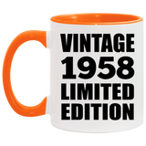66th Birthday Vintage 1958 Limited Edition - 11oz Accent Mug Orange