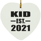Kid Established EST. 2021 - Heart Ornament