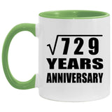 27th Anniversary Square Root of 729 Years Anniversary - 11oz Accent Mug Green