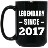 7th Birthday Legendary Since 2017 - 15oz Coffee Mug Black
