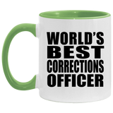 World's Best Corrections Officer - 11oz Accent Mug Green
